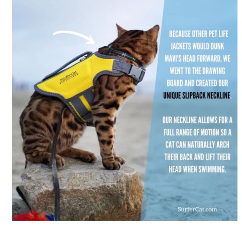 Surfer Cat life jacket regular size  yellow